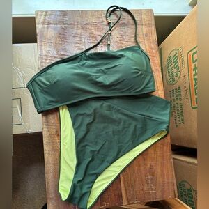 Aerie bandeau bikini size L olive green